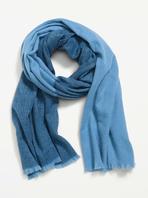 Flannel Printed Scarf - Blue Colorblock