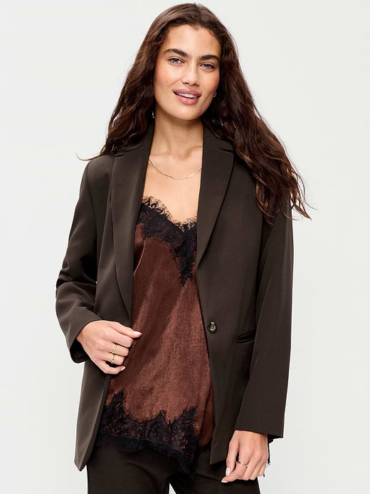 Classic Double-Weave Blazer - Black Coffee