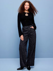 High-Waisted Baggy Wide-Leg Jeans - Black Zebra