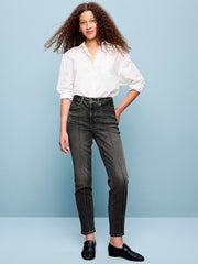 High-Waisted OG Straight Ankle Jeans - Washed Black