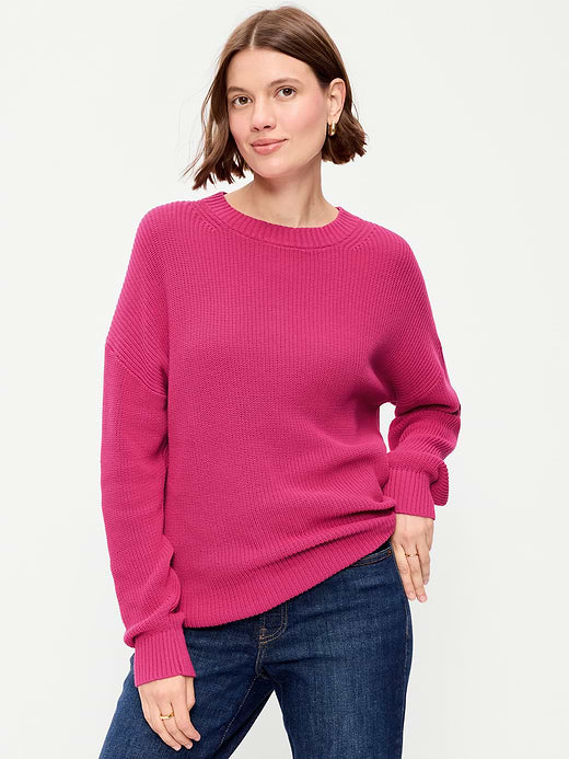 Seaside Cotton Shaker Oversized Tunic Sweater - Papyrus Flower