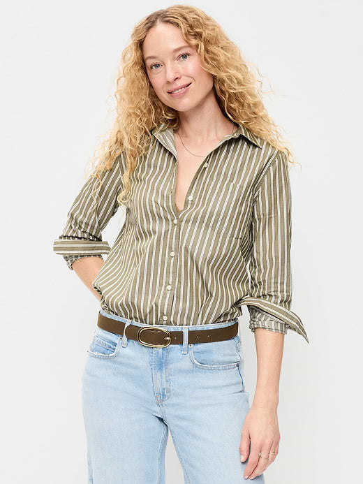 Classic Button-Down Shirt - Neutral Stripe