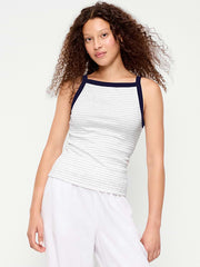 Snug Apron-Neck Tank Top - Heather Gray Stripe