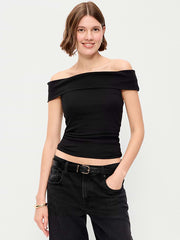 Off-The-Shoulder Fitted Top - Black Jack