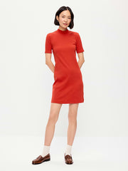 Snug Mock-Neck Bodycon Mini Dress - Deep Rose