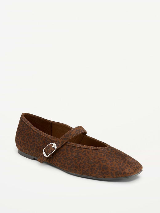 Mary Jane Ballet Flats for Women - Leopard