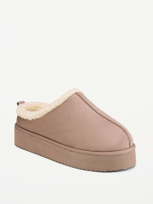 Faux-Suede Platform Mule Clogs for Women - Dusted Chocolate