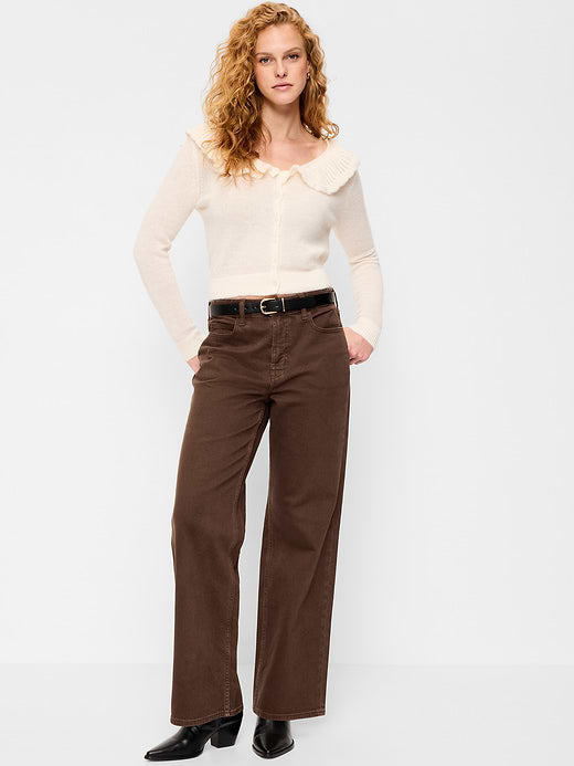Curvy Extra High-Waisted Wide-Leg Jeans - Earthen Brown