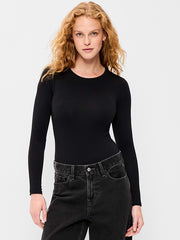 Long-Sleeve Crew-Neck Bodysuit - Black Jack