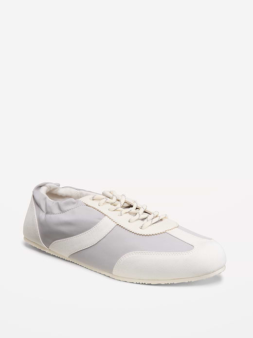 Ruched Lace-Up Sneakers for Women - Magnolia