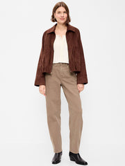 High-Waisted Baggy Barrel Jeans - Clay
