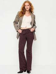 High-Waisted Flare Jeans - Plum Wine