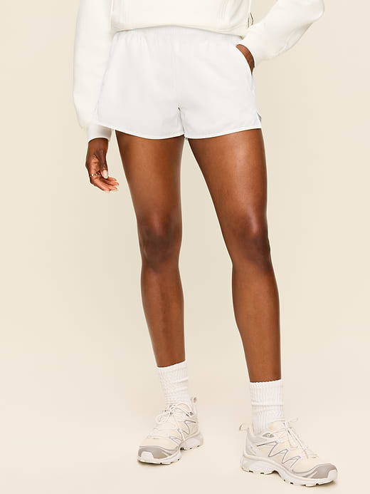 Extra High-Waisted Crinkle Run Shorts -- 3-inch inseam - Calla Lily
