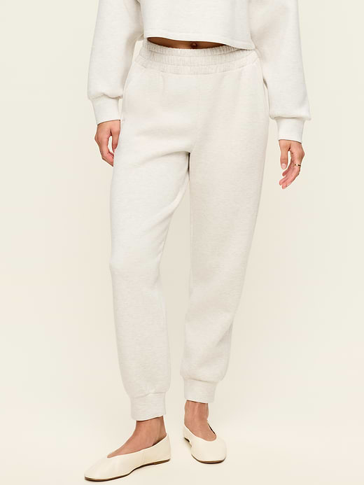 High-Waisted Bounce Fleece Jogger Sweatpants - Oatmeal Heather