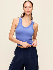 Exhale Seamless Fitted Rib Tank - Lobelia Blue