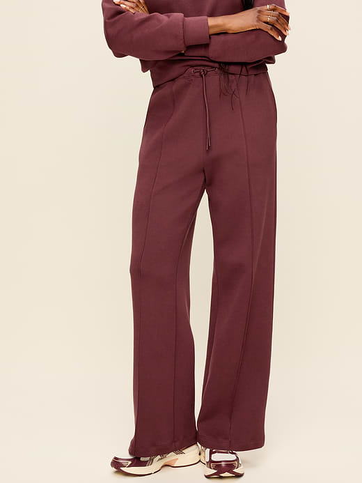 Mid-Rise Dynamic Fleece Textured Wide-Leg Sweatpants - Grand Canyon