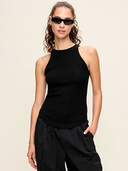 CloudLite High-Neck Racerback Tank Top - Black Jack