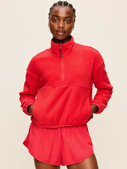 Oversized Half-Zip Performance Fleece Pullover - Amaryllis