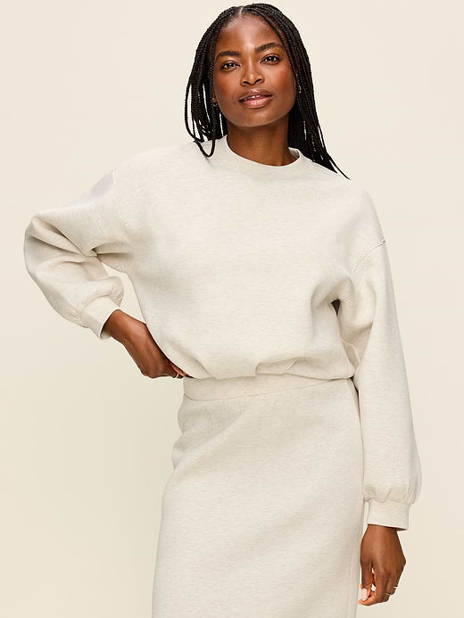 Bounce Fleece Bubble-Hem Sweatshirt - Oatmeal Heather