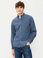 Classic Fit Everyday Plaid Poplin Shirt - Navy Blue Check