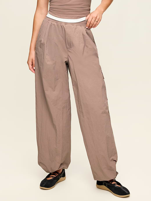 Mid-Rise Adjustable Active Woven Utility Pants - Mocha