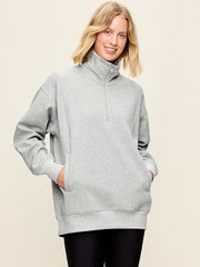 Dynamic Fleece Half-Zip Tunic Sweatshirt - Heather Grey