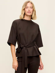 Bounce Fleece Wrap Top - Black Coffee