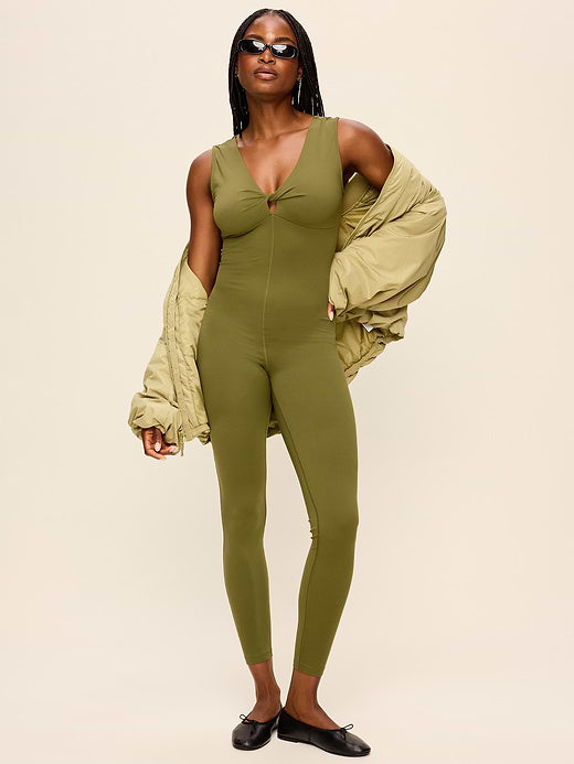 StudioSmooth Twist-Front Jumpsuit - Hearthwood