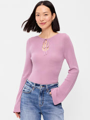 Bell-Sleeve Keyhole Top - Rose Dawn