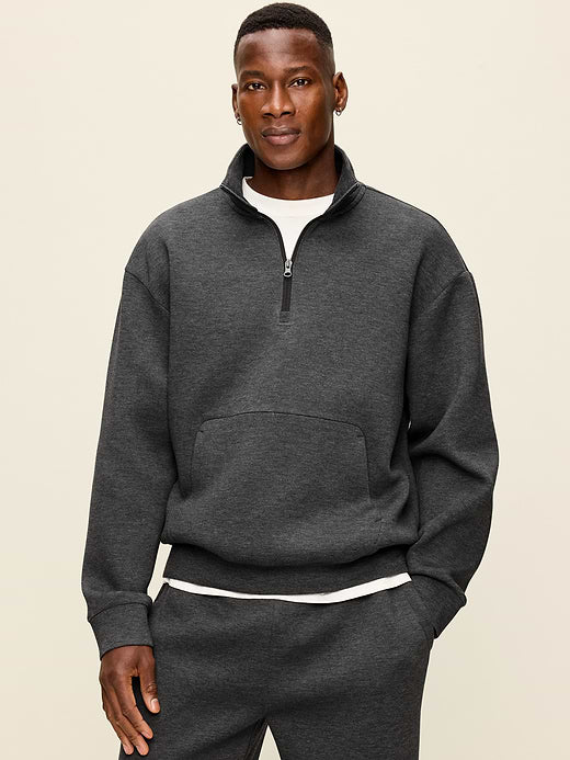 Bounce Fleece Oversized Half-Zip Pullover - Dark Heather Gray