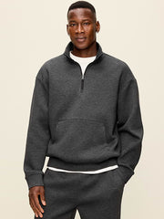 Bounce Fleece Oversized Half-Zip Pullover - Dark Heather Gray