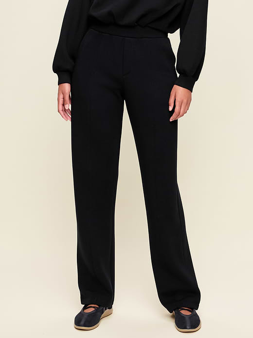 High-Waisted Bounce Fleece Trouser Sweatpants - Black Jack