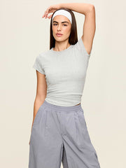 CloudLite Crew-Neck Ribbed T-Shirt - Light Heather Gray