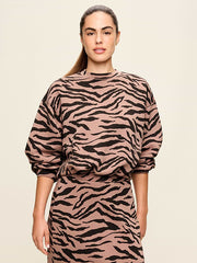 Bounce Fleece Bubble-Hem Sweatshirt - Animal Print