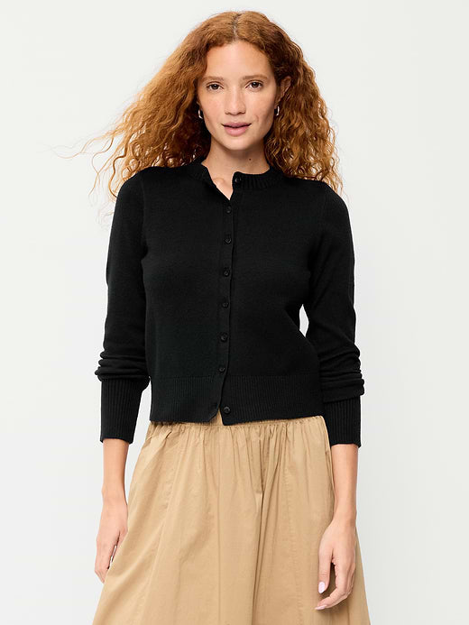SoSoft Cropped Crew-Neck Cardigan - Black Jack