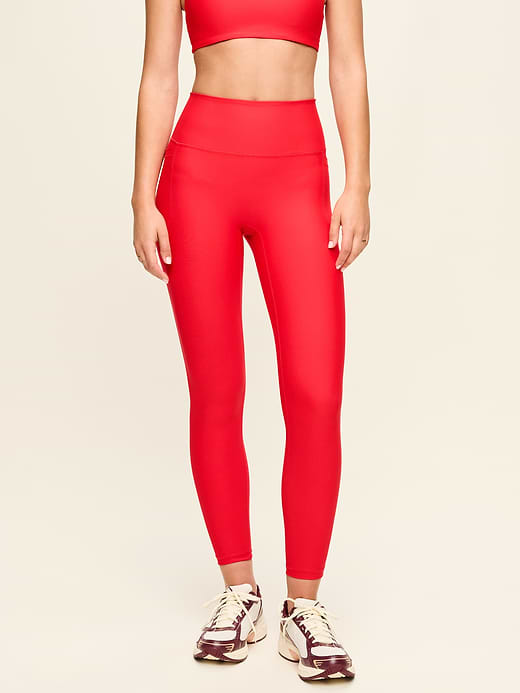 Extra-High Waisted PowerSoft Boundless 7/8 Pocket Leggings – No Front Seam - Bold Red