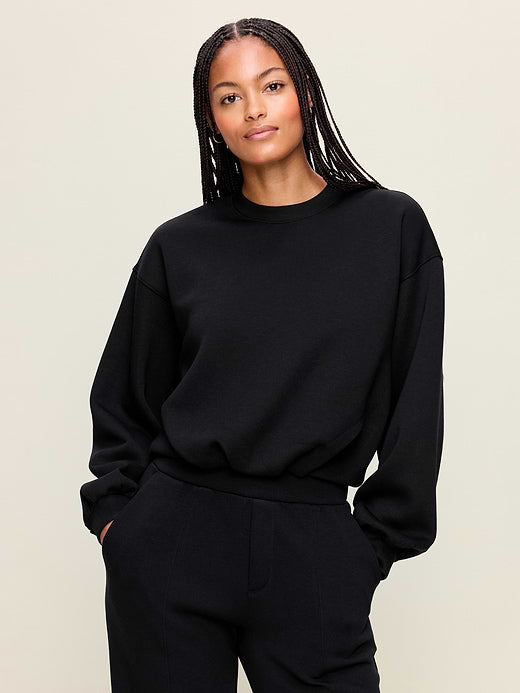 Bounce Fleece Bubble-Hem Sweatshirt - Black Jack