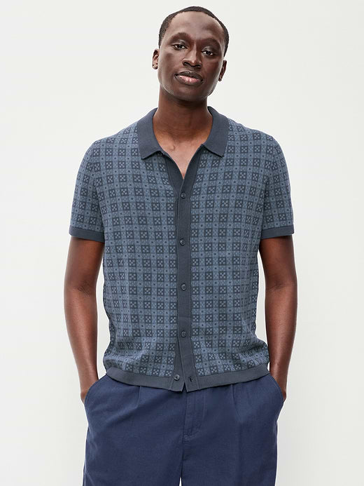 Short-Sleeve Sweater Shirt - Dusk Navy Blue