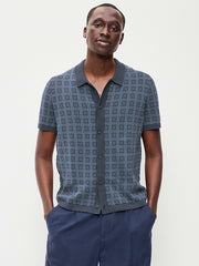 Short-Sleeve Sweater Shirt - Dusk Navy Blue
