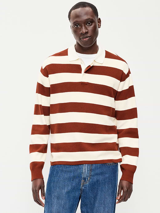 Long-Sleeve Rugby Polo - Russet Brown