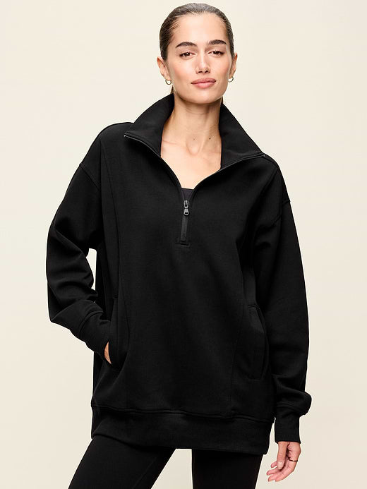 Dynamic Fleece Half-Zip Tunic Sweatshirt - Black Jack
