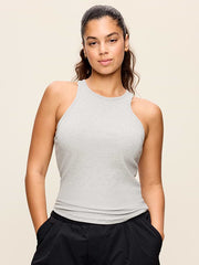 CloudLite Ribbed Fitted Tank Top - Light Heather Gray