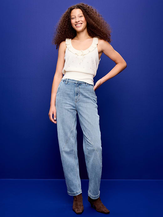 High-Waisted Baggy Barrel Jeans - Vintage Surf