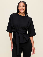 Bounce Fleece Wrap Top - Black Jack