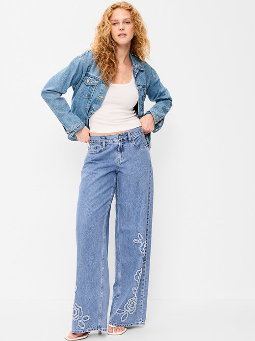 Low-Rise Baggy Wide-Leg Jeans - Medium Indigo