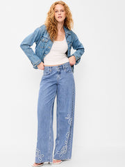 Low-Rise Baggy Wide-Leg Jeans - Medium Indigo