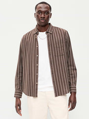 Classic Fit Everyday Oxford Shirt - Earth Brown Stripe