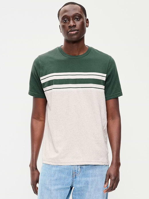 Crew-Neck Striped T-Shirt - Green Frog