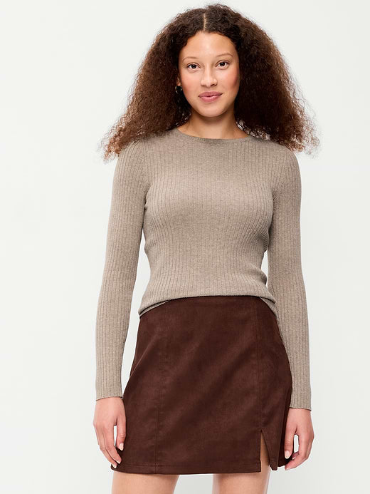 SoSoft Lite Crew-Neck Long-Sleeve Ribbed Top - Mushroom