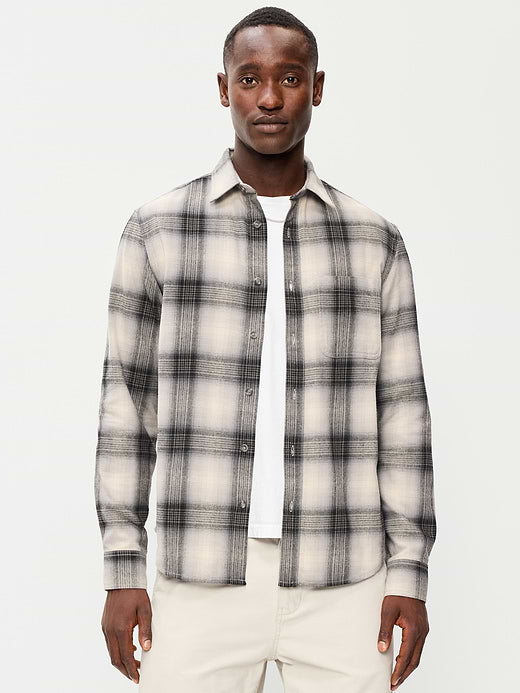 Relaxed Long-Sleeve Plaid Flannel Pocket Shirt - Fog City